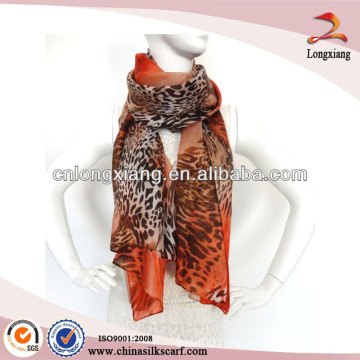 Fashionable Women's Soft Thin Silky Rural Style leopard printed chiffon georgette scarf